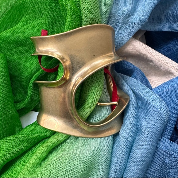 Ferragamo Silk Asymmetrical blue and Green Ombre Maxi Dress size M - Picture 8 of 16